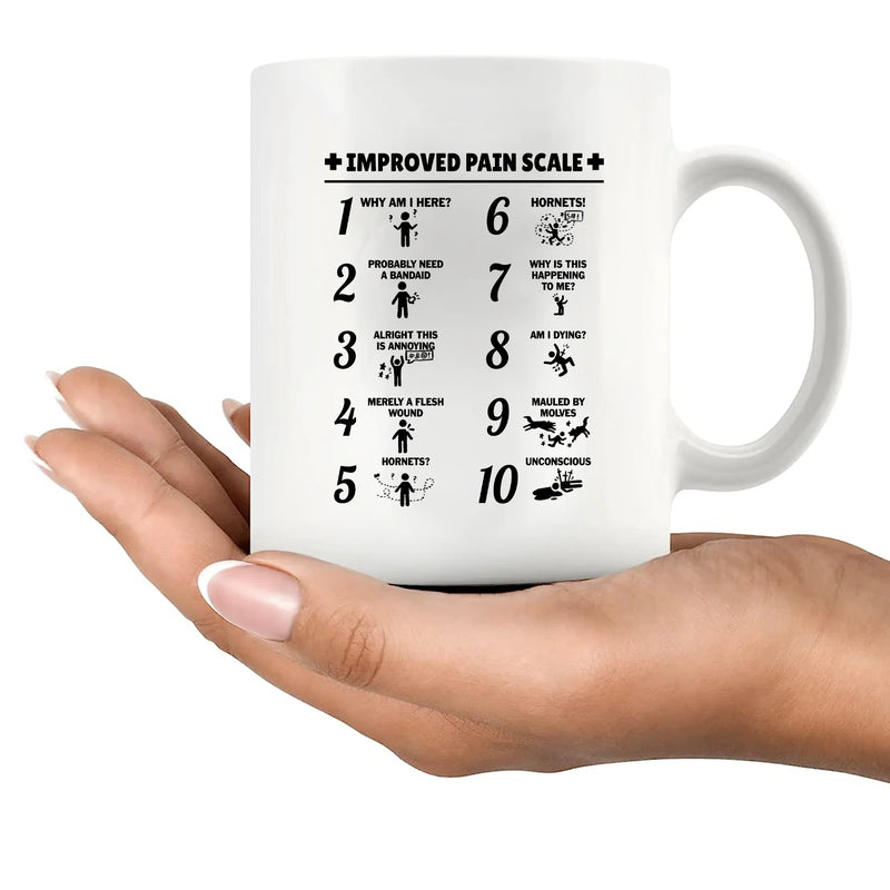 Improved Pain Scale Ceramic Mug 11 oz Whte - Panvola