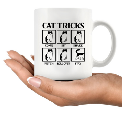 Cat Tricks Ceramic Mug 11 oz White