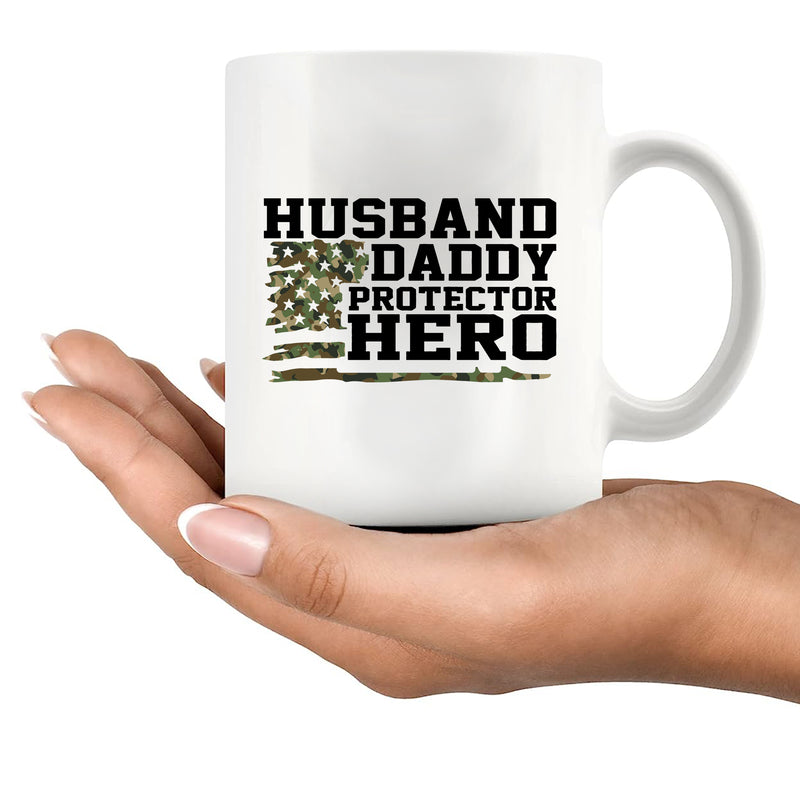 Husband. Daddy. Protector. Hero Ceramic Mug 11 oz White