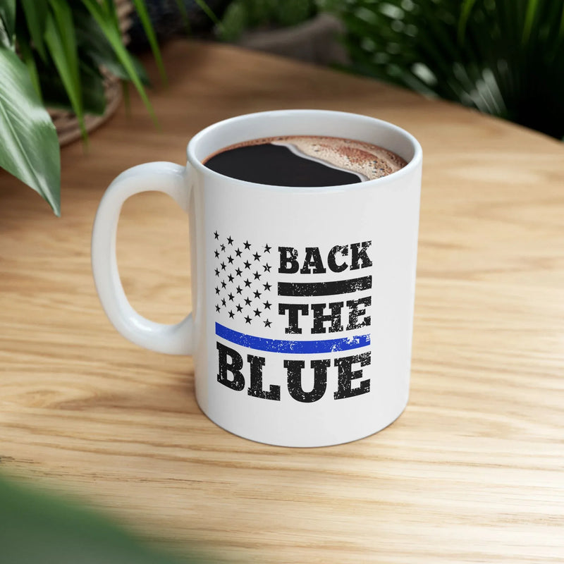 Personalized Back The Blue Customized Ceramic Mug 11 oz White - Panvola