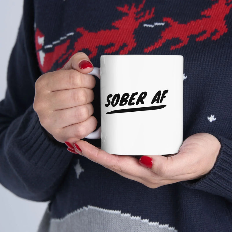 Personalized Sober AF Ceramic Mug 11 oz White - Panvola