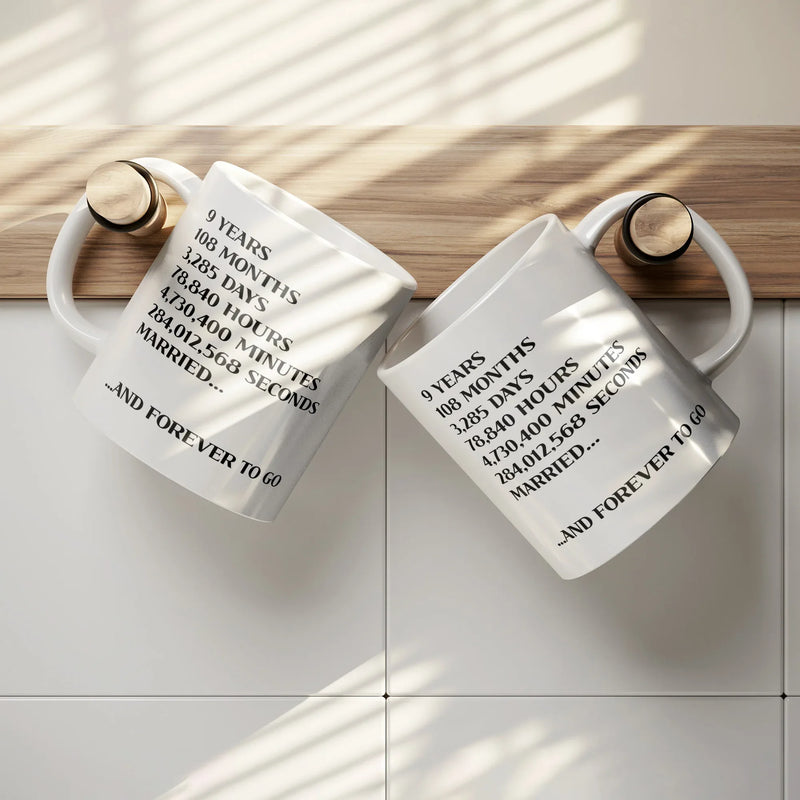 9 Years 108 Months 3285 Days Ceramic Mug 11 oz White - Panvola