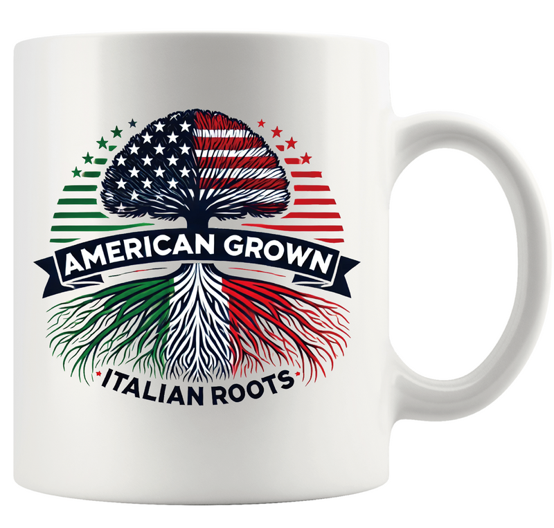 American Grown Italian Roots  Ceramic Mug 11 oz White