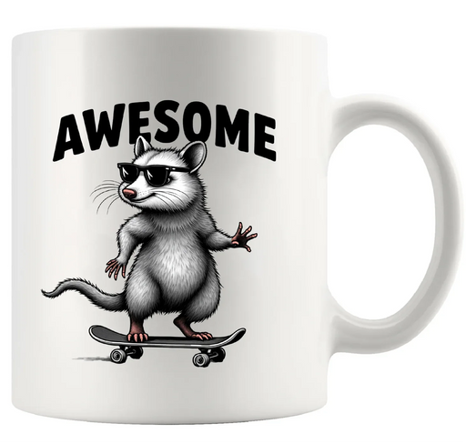 Awesome Possum Ceramic Mug 11 oz White - Panvola