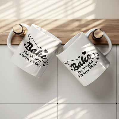 Bake The World A Better Place Ceramic Mug 11 oz White