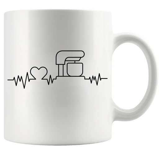 Baking Heartbeat Ceramic Mug 11 oz White - Panvola
