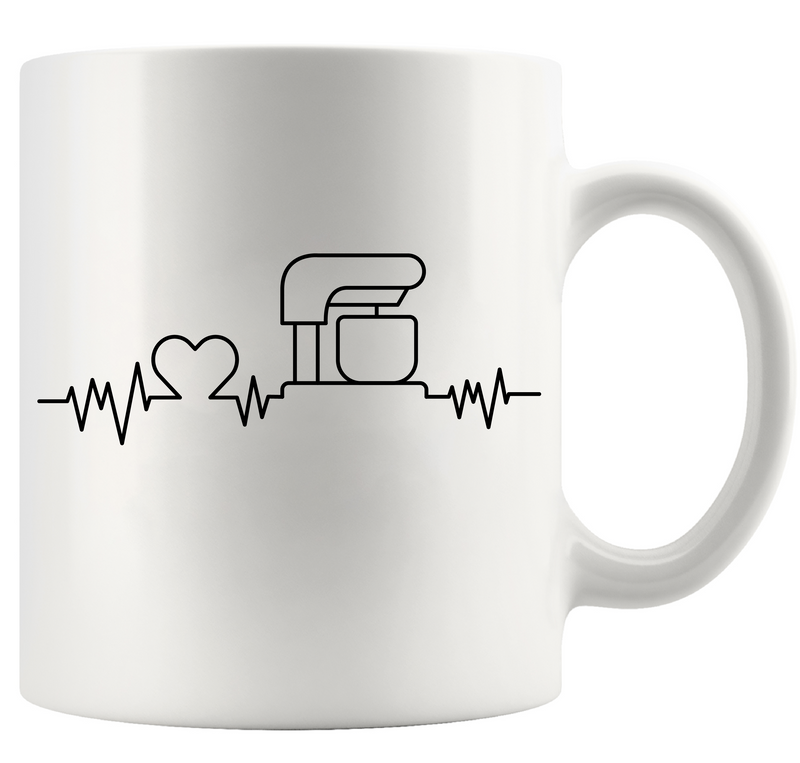 Baking Heartbeat Ceramic Mug 11 oz White