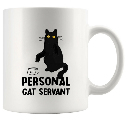 Black Cat Personal Cat Servant Ceramic Mug 11 oz White - Panvola