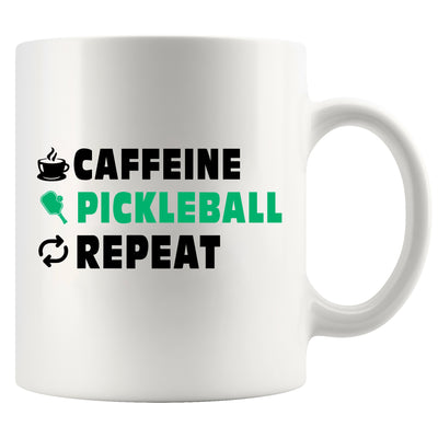 Caffeine Pickleball Repeat Ceramic Mug 11 oz White