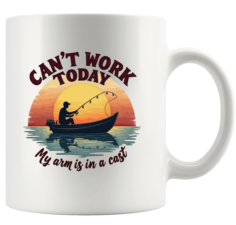 Can't Work Today My Arm Is In A Cast Ceramic Mug 11 oz White - Panvola