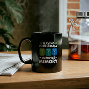 Personalized Playing Pickleball Improves Memory 11oz Black Mug - Panvola
