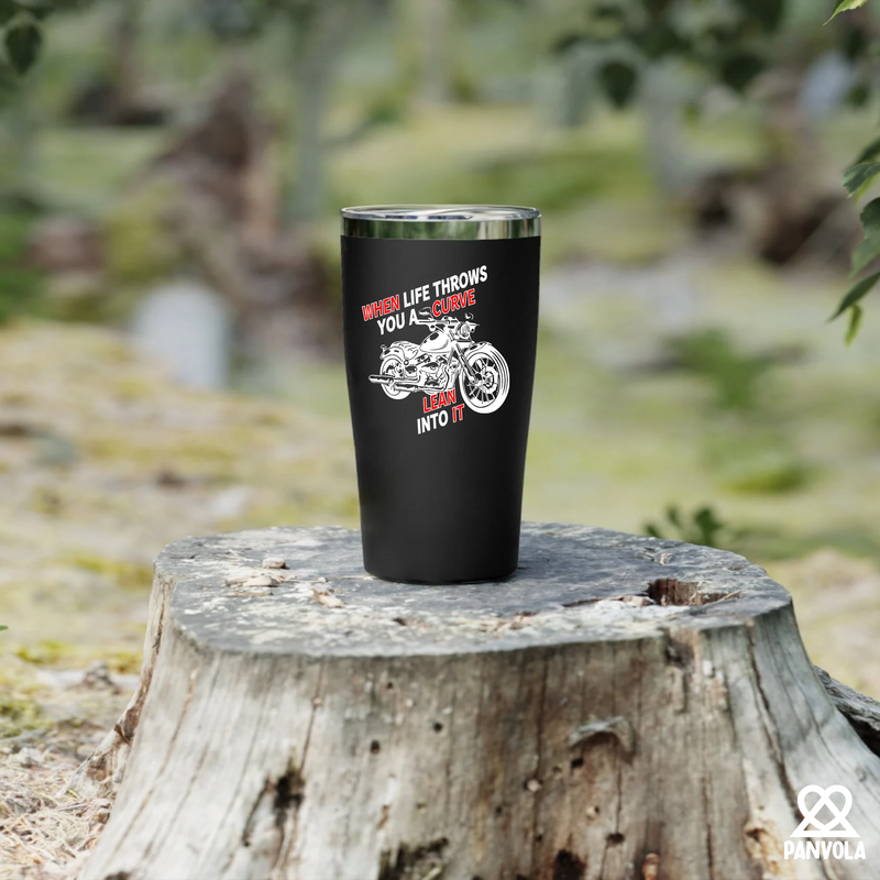 When Life Throws You A Curve Lean Into it Bikers Gift Tumbler 20oz