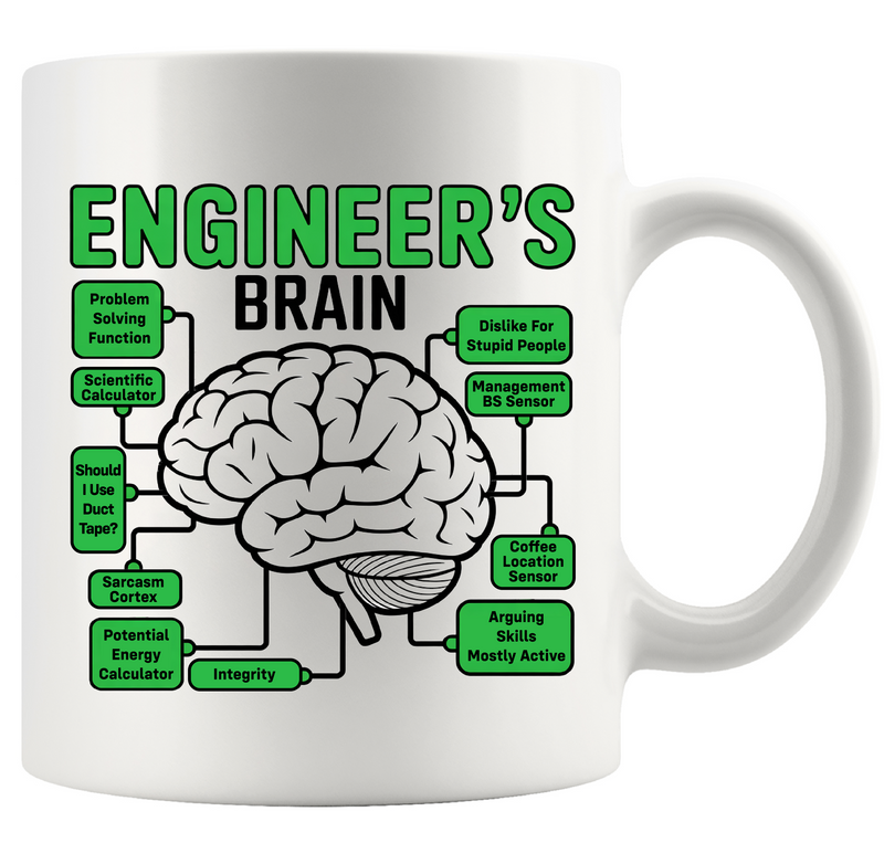 Panvola Engineer's Brain Ceramic Mug 11oz White