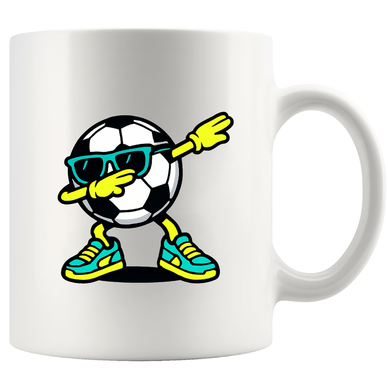 Dabbing Soccer Ball Ceramic Mug 11 oz White