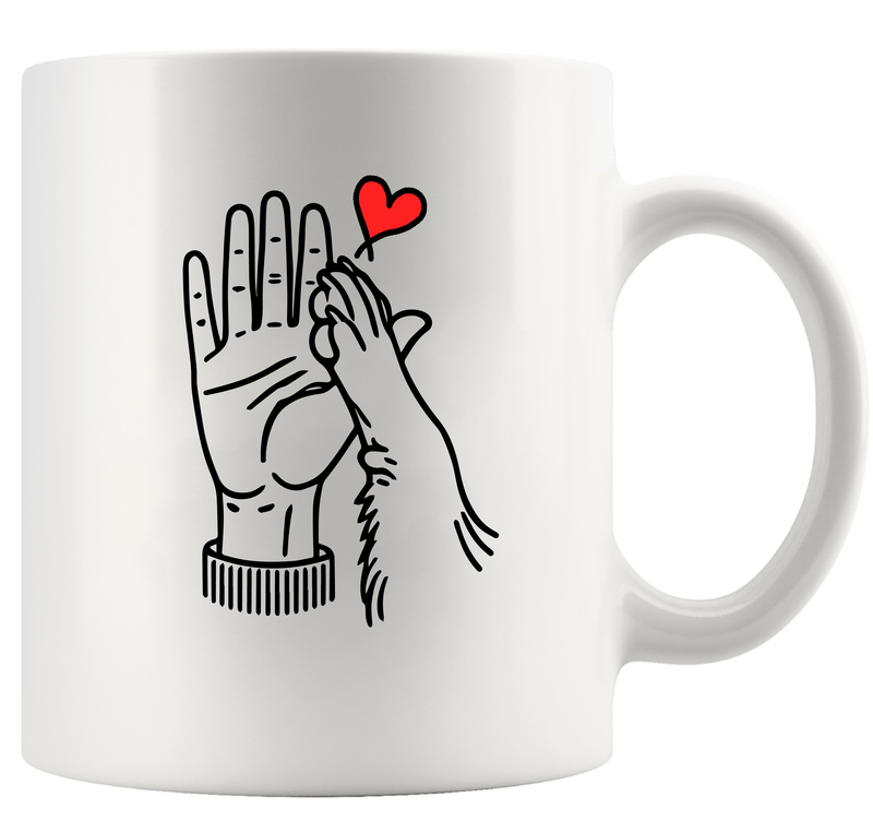 Dog And People Punch Hand Ceramic Mug 11 oz White