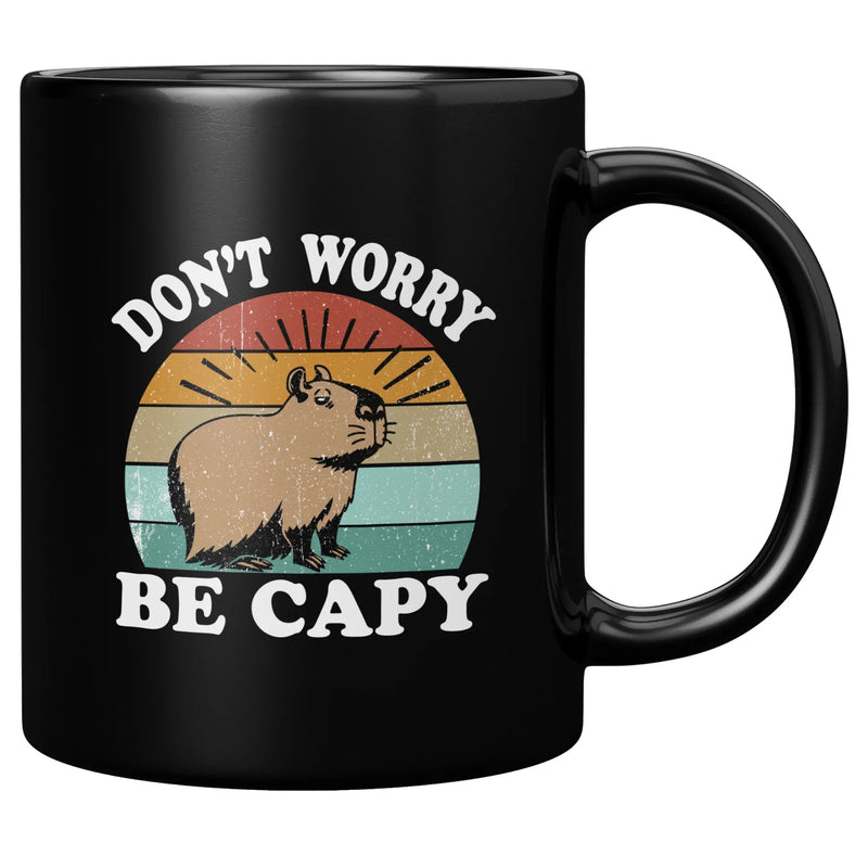 Don't Worry Be Capy Ceramic Mug 11 oz Black - Panvola