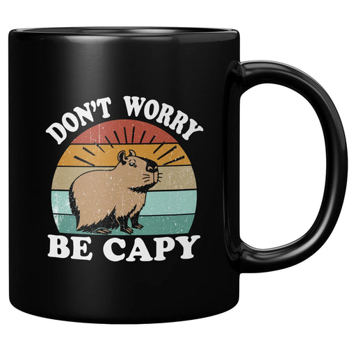 Don't Worry Be Capy Ceramic Mug 11 oz Black - Panvola