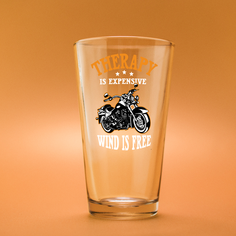 Panvola Therapy Is Expensive Wind Is Free Beer Glass 16 oz