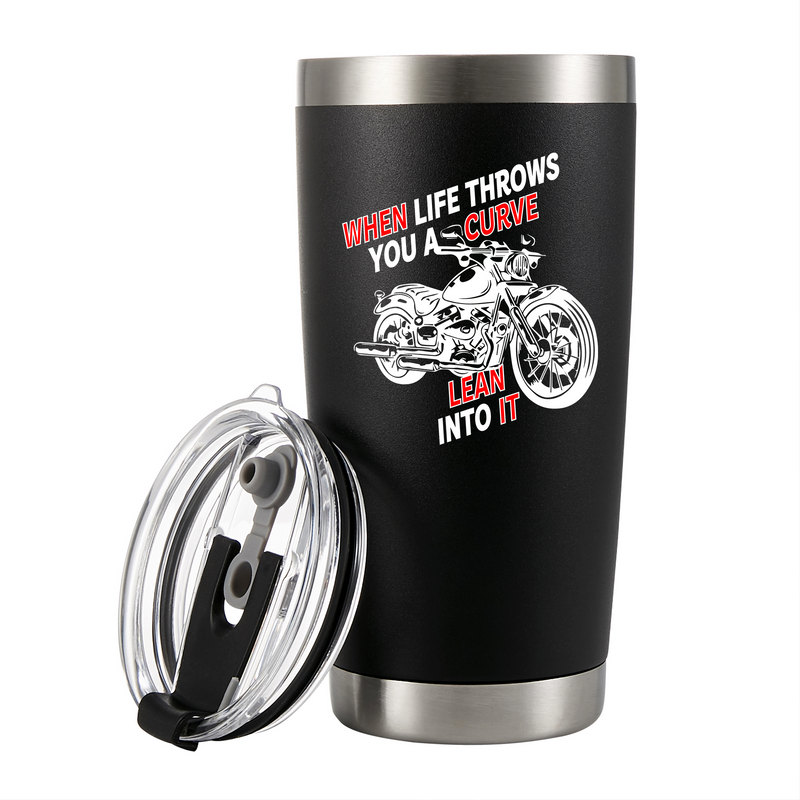When Life Throws You A Curve Lean Into it Bikers Gift Tumbler 20oz