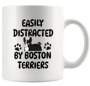 Easily Distracted By Boston Terriers Ceramic Mug 11 oz White - Panvola