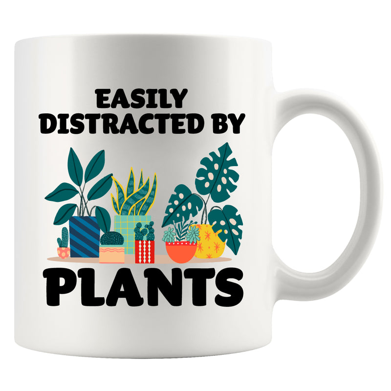 Easily Distracted By Plants Ceramic Mug 11 oz White