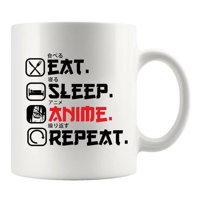 Eat Sleep Anime Repeat Ceramic Mug 11 oz White