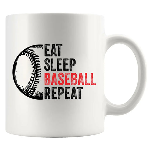 Eat Sleep Baseball Repeat Ceramic Mug 11 oz White - Panvola
