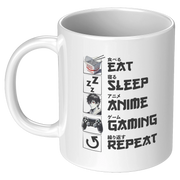 Eat Sleep Anime Gaming Repeat Ceramic Mug 11 oz White - Panvola