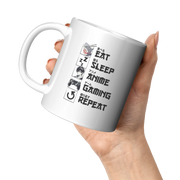 Eat Sleep Anime Gaming Repeat Ceramic Mug 11 oz White - Panvola