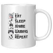 Eat Sleep Anime Gaming Repeat Ceramic Mug 11 oz White - Panvola
