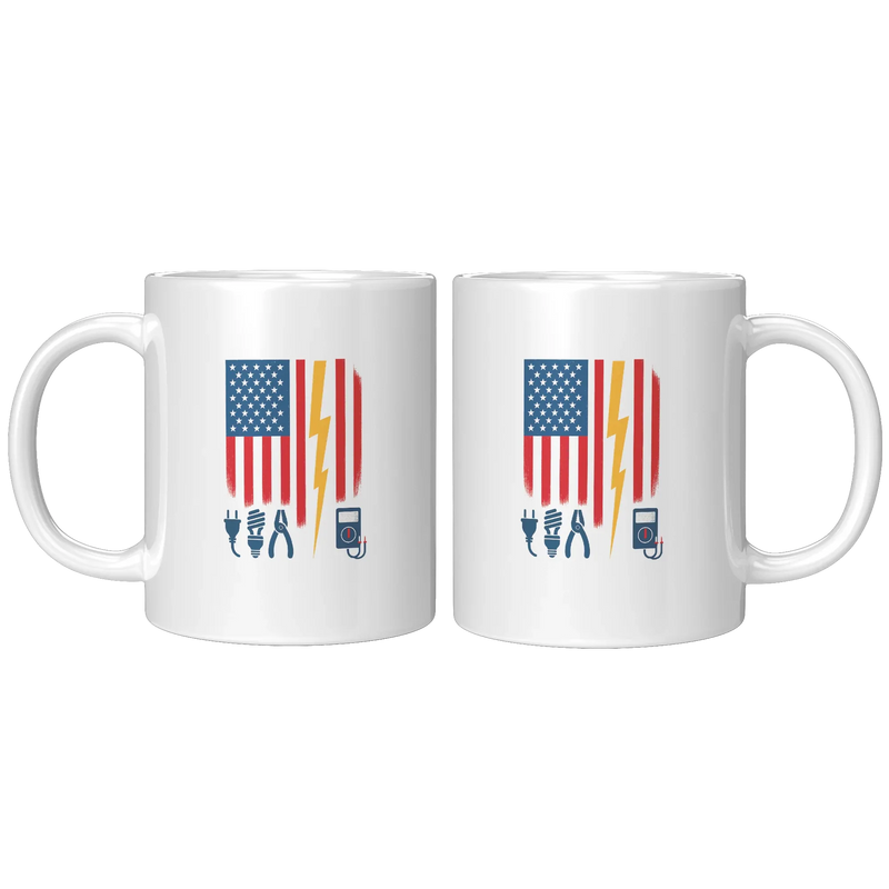 Electrician US Flag Tools for Electricians Ceramic Mug 11 oz White - Panvola