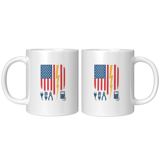 Electrician US Flag Tools for Electricians Ceramic Mug 11 oz White - Panvola