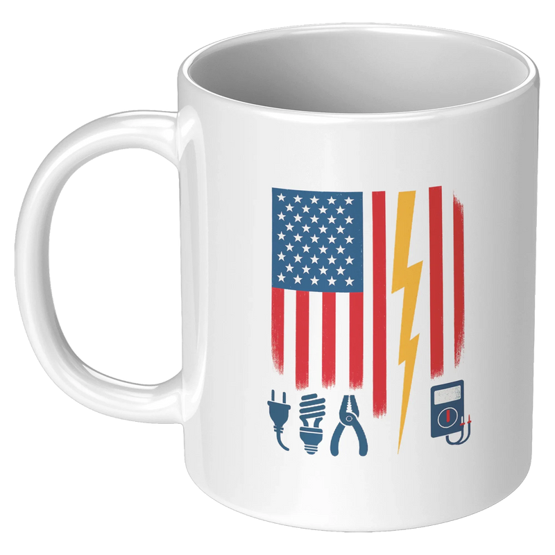 Electrician US Flag Tools for Electricians Ceramic Mug 11 oz White - Panvola