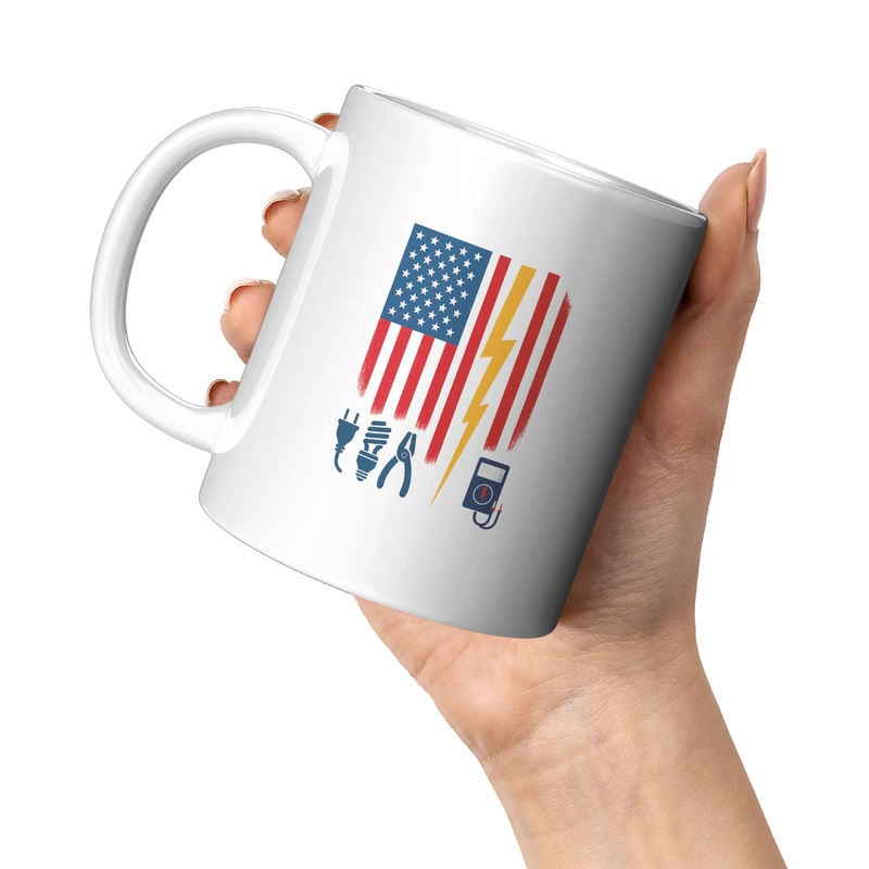 Electrician US Flag Tools for Electricians Ceramic Mug 11 oz White - Panvola