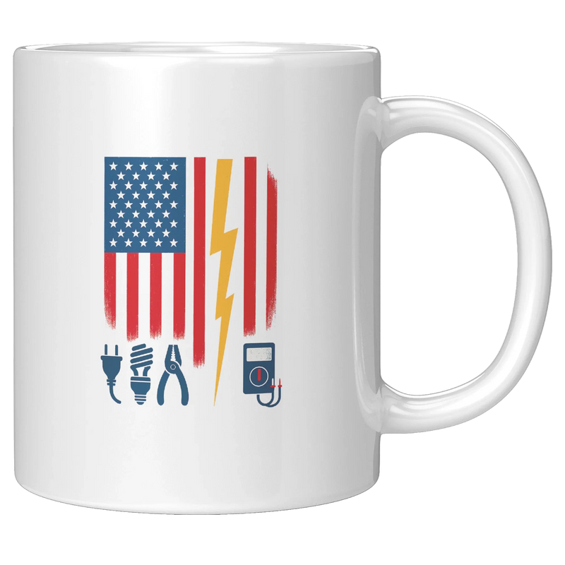 Electrician US Flag Tools for Electricians Ceramic Mug 11 oz White - Panvola