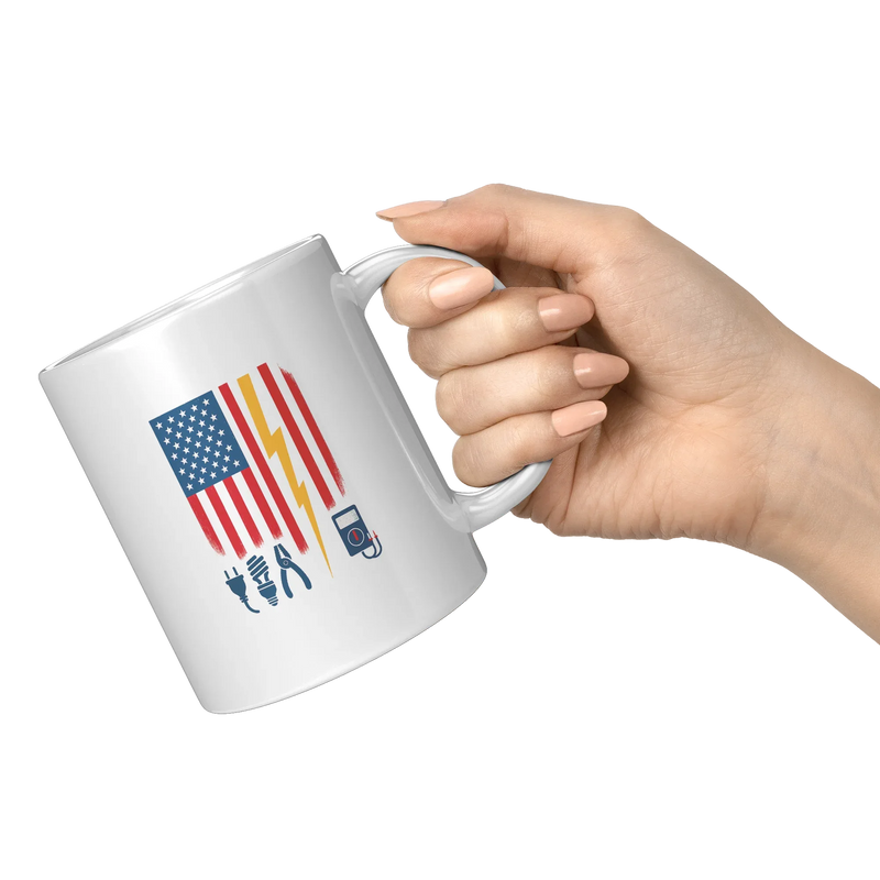 Electrician US Flag Tools for Electricians Ceramic Mug 11 oz White - Panvola