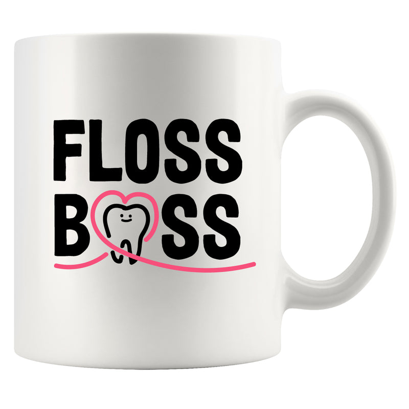Floss Boss Dentist Ceramic Mug 11oz White.