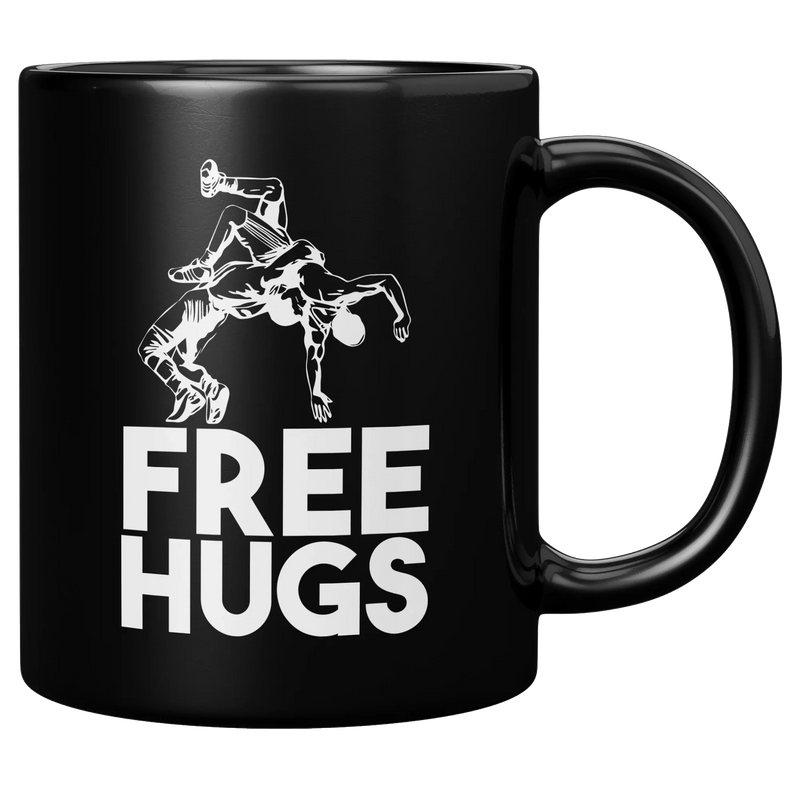 Free Hugs Ceramic Mug 11 oz Black - Panvola