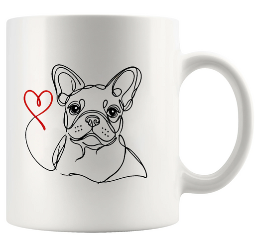 French Bulldog Illustration Ceramic Mug 11 oz White - Panvola
