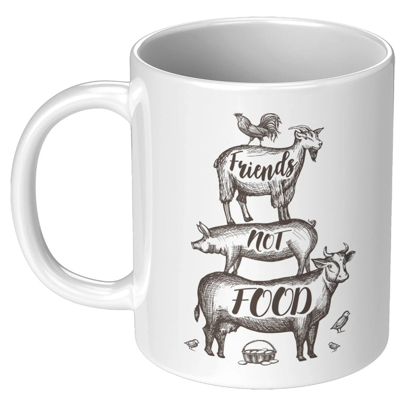 Friends Not Food Vegan Gift for Vegetarian Friends Coffee Mug 11 oz - Panvola