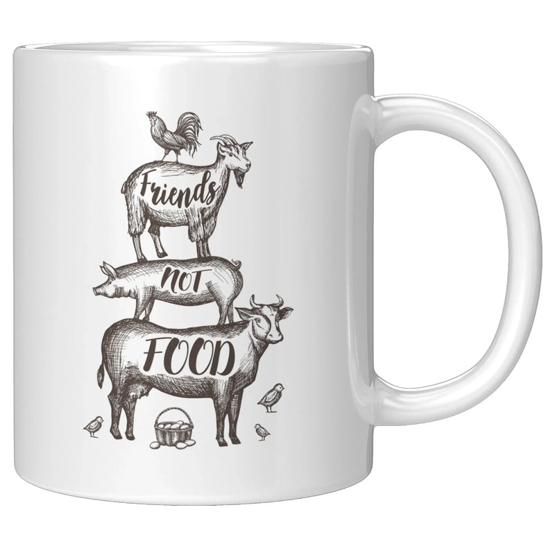 Friends Not Food Vegan Gift for Vegetarian Friends Coffee Mug 11 oz - Panvola