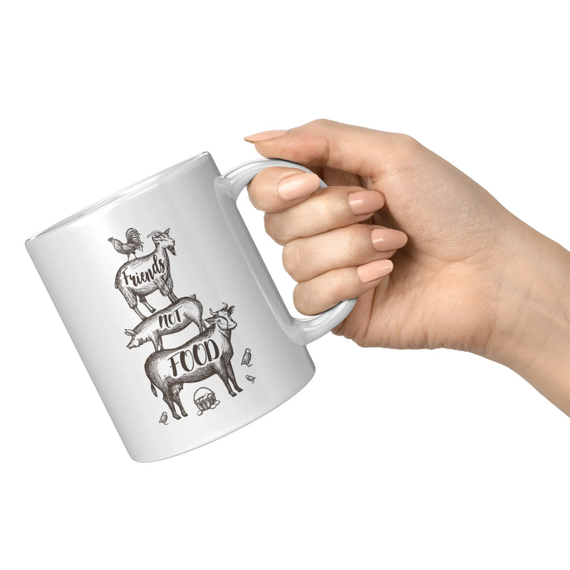 Friends Not Food Vegan Gift for Vegetarian Friends Coffee Mug 11 oz - Panvola