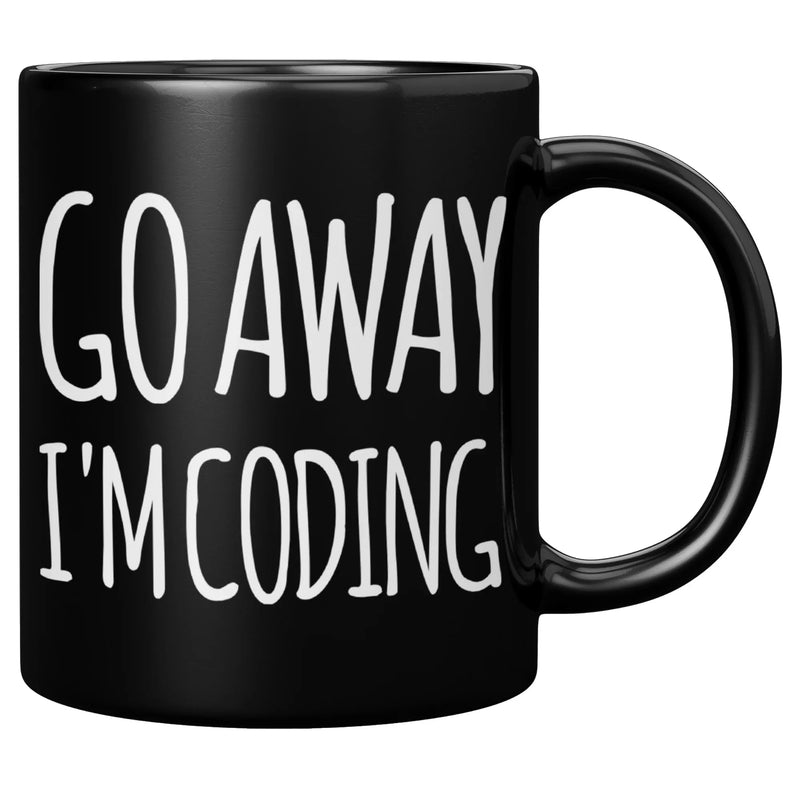 Go Away I'm Coding Ceramic Mug 11 oz Black - Panvola