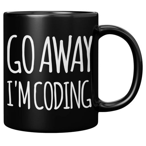 Go Away I'm Coding Ceramic Mug 11 oz Black - Panvola