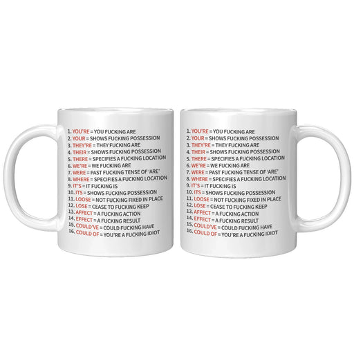 Grammar Cuss Words Sarcastic Funny Gift Idea Ceramic Coffee Mug 11 oz - Panvola