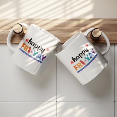 Happy Fri-Yay Ceramic Mug 11 oz White