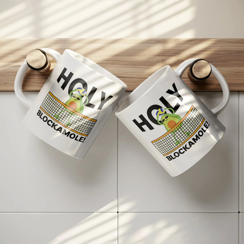 Holy Blockamole Volleyball Ceramic Mug 11 oz White - Panvola