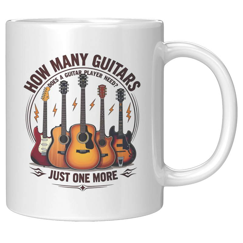 How Many Guitars Does a Guitar Player Need? Just One More Ceramic Mug 11 oz White - Panvola