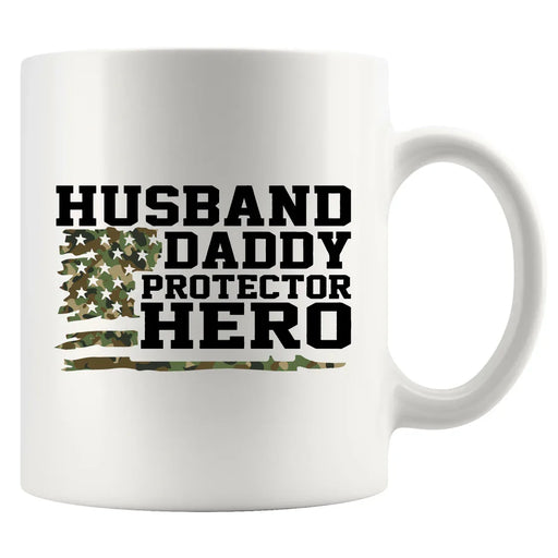 Husband. Daddy. Protector. Hero Ceramic Mug 11 oz White - Panvola
