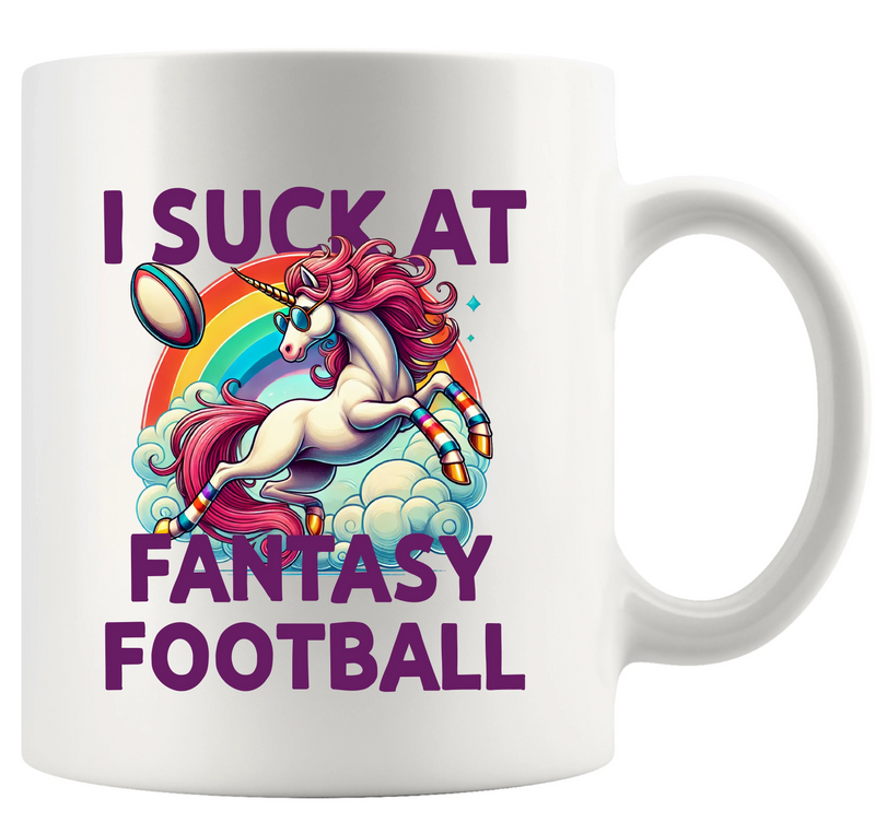 I Suck at Fantasy Football Unicorn Ceramic Mug 11 oz White - Panvola